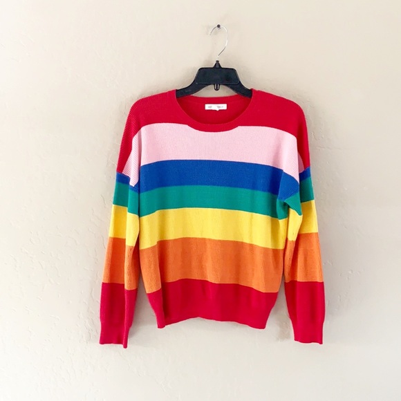 Honey Punch Knit Rainbow Sweater 